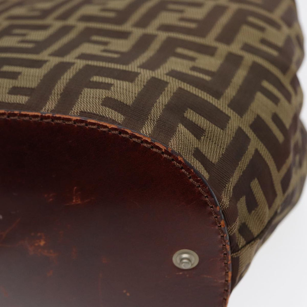 FENDI Zucca Canvas Hand Bag Brown Black ti1947
