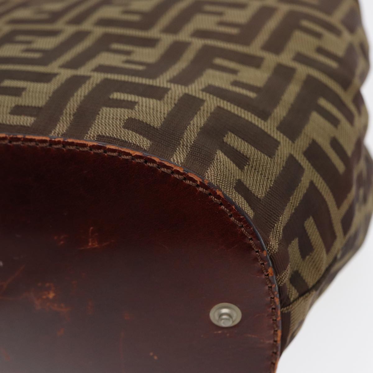 FENDI Zucca Canvas Hand Bag Brown Black ti1947