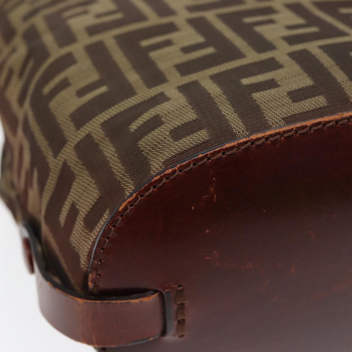 FENDI Zucca Canvas Hand Bag Brown Black ti1947