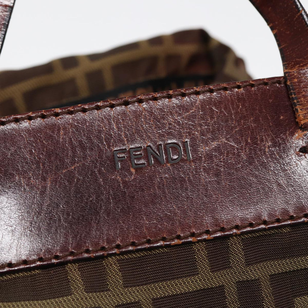 FENDI Zucca Canvas Hand Bag Brown Black ti1947