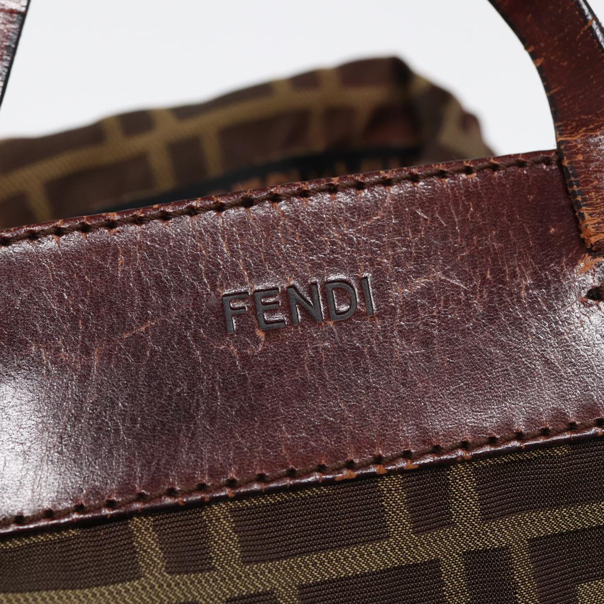 FENDI Zucca Canvas Hand Bag Brown Black ti1947