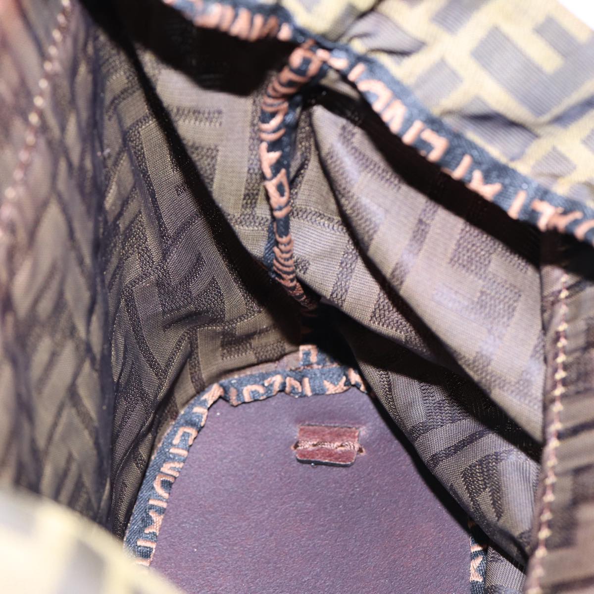 FENDI Zucca Canvas Hand Bag Brown Black ti1947
