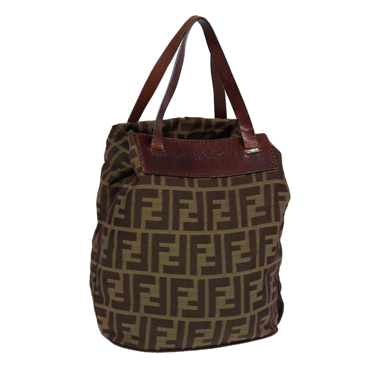 FENDI Zucca Canvas Hand Bag Brown Black ti1947