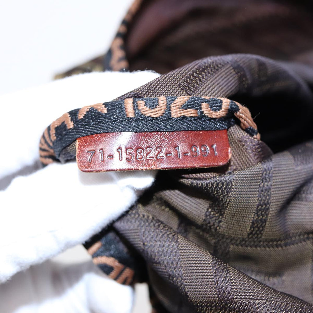 FENDI Zucca Canvas Hand Bag Brown Black ti1947