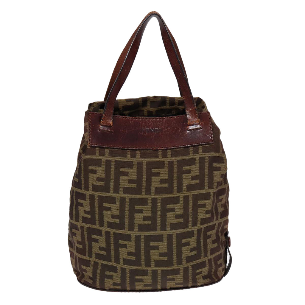FENDI Zucca Canvas Hand Bag Brown Black ti1947