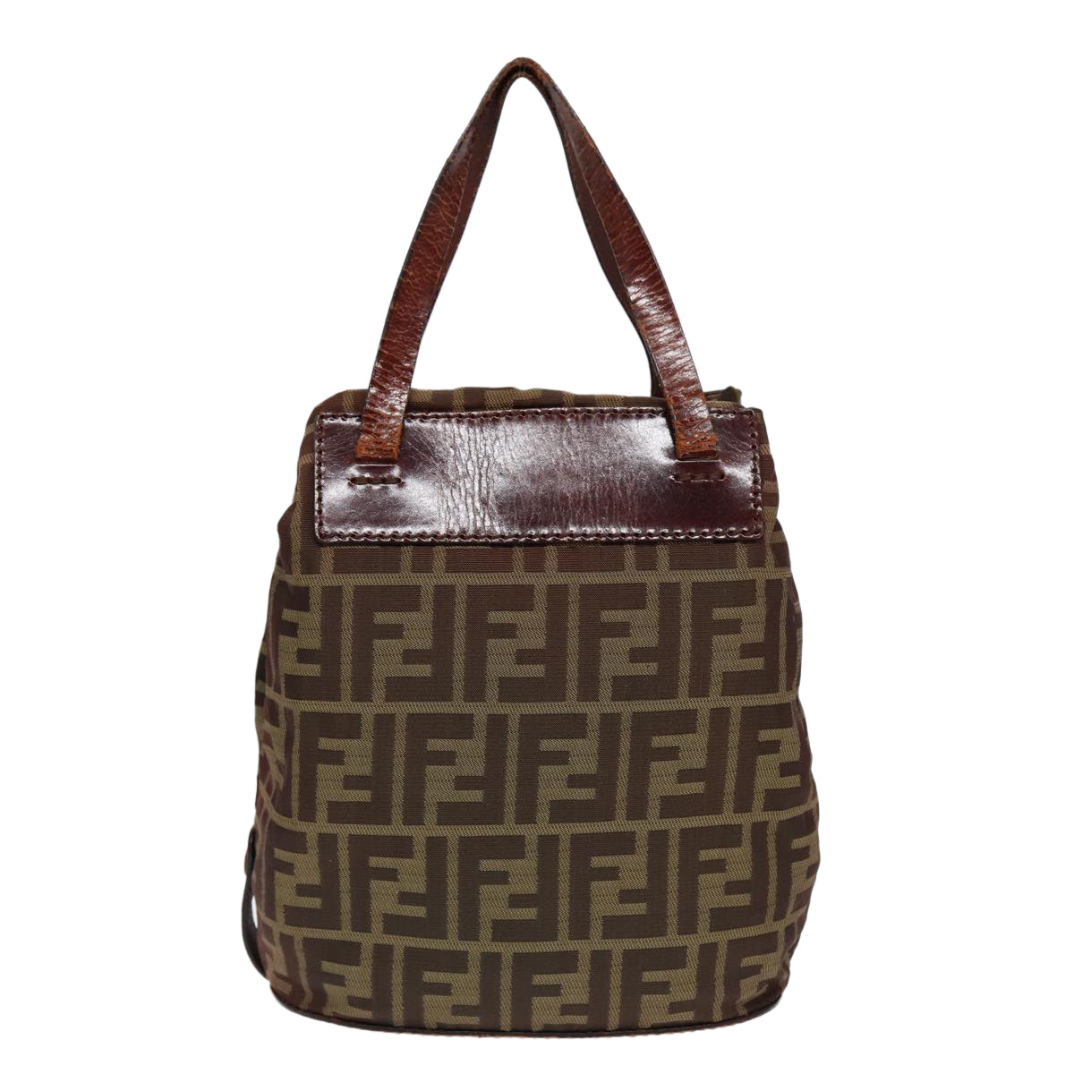 FENDI Zucca Canvas Hand Bag Brown Black ti1947