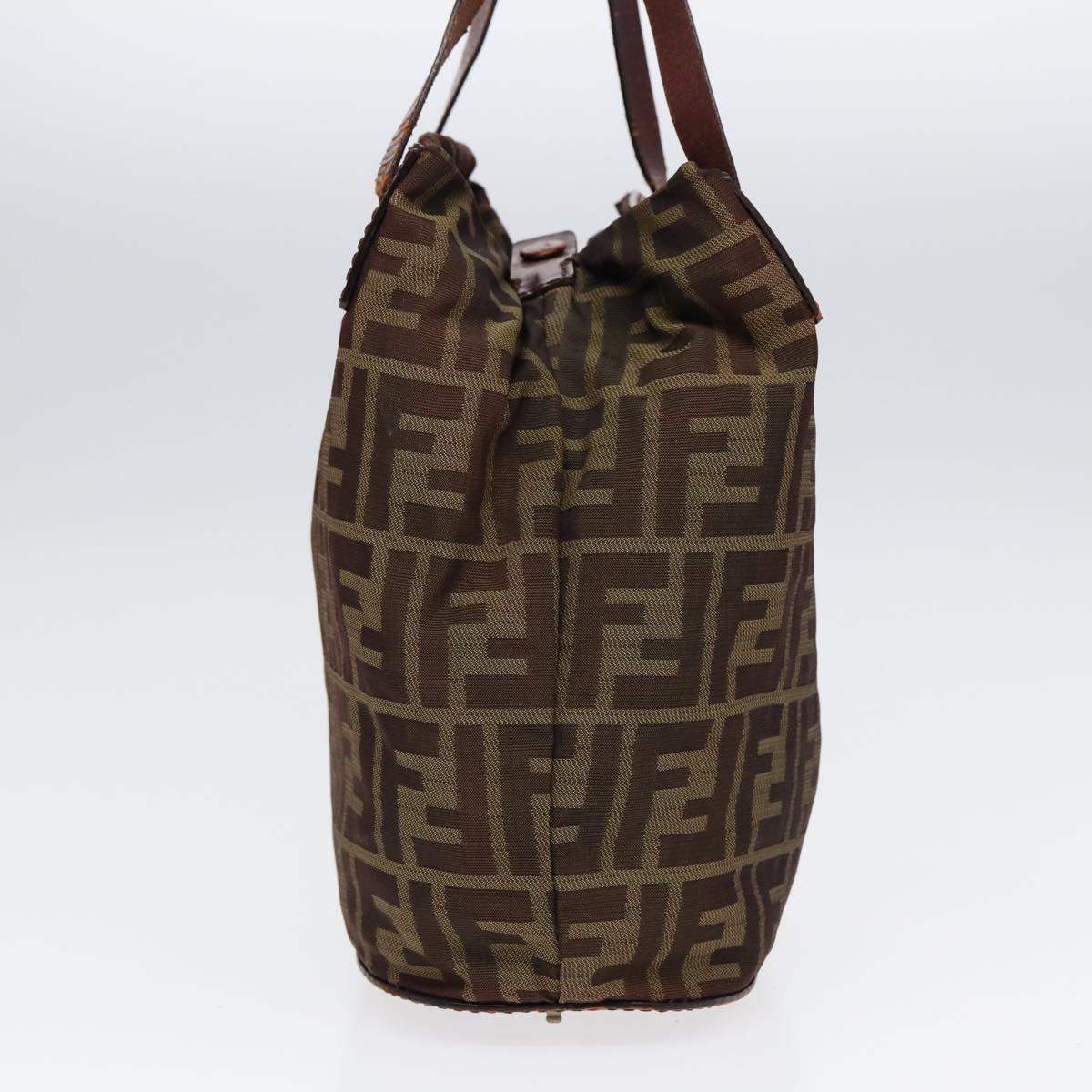 FENDI Zucca Canvas Hand Bag Brown Black ti1947