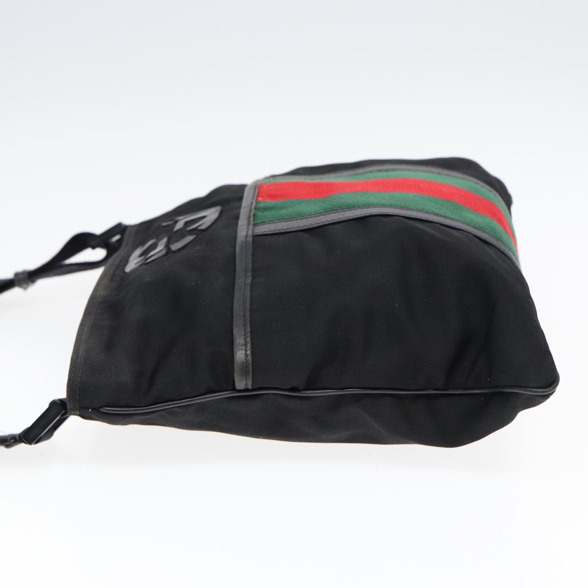 GUCCI Web Sherry Line Shoulder Bag Nylon Black Silver 181067 ti1952
