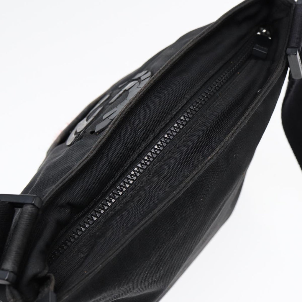 GUCCI Web Sherry Line Shoulder Bag Nylon Black Silver 181067 ti1952