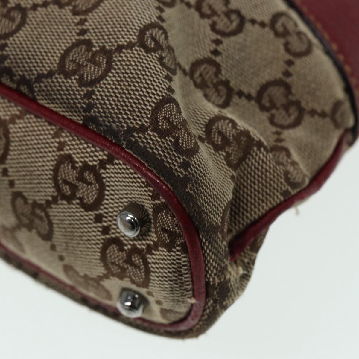 GUCCI GG Canvas Tote Bag Beige Red 113015 ti1957