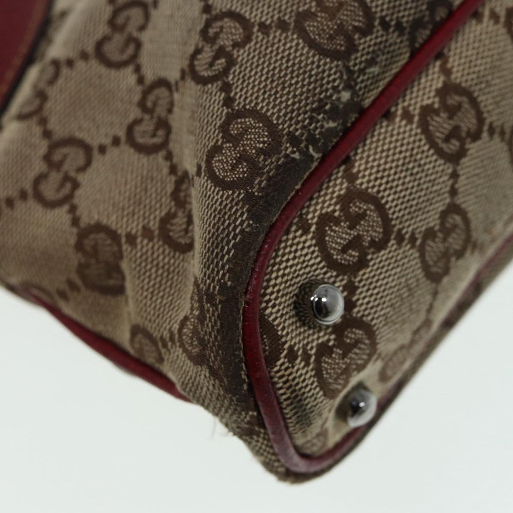 GUCCI GG Canvas Tote Bag Beige Red 113015 ti1957