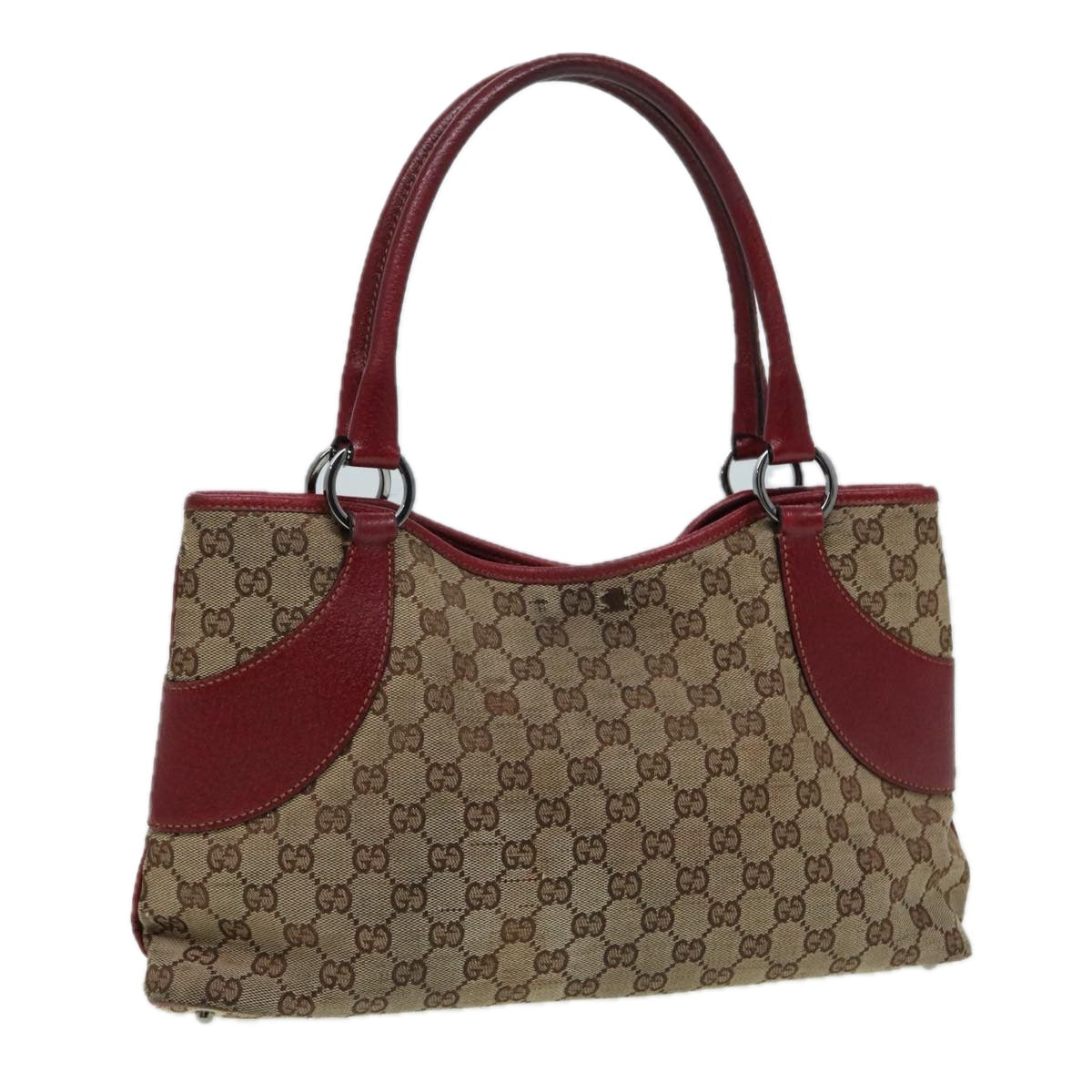 GUCCI GG Canvas Tote Bag Beige Red 113015 ti1957