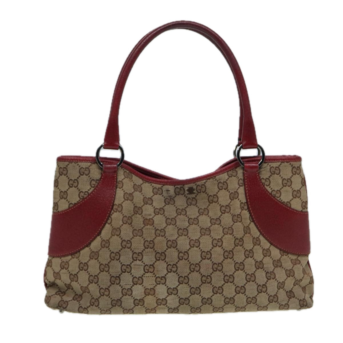 GUCCI GG Canvas Tote Bag Beige Red 113015 ti1957
