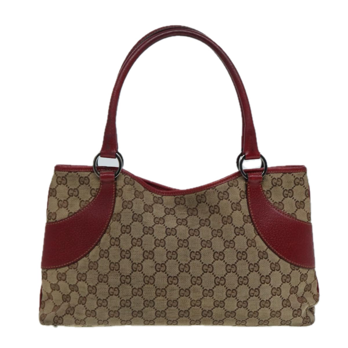 GUCCI GG Canvas Tote Bag Beige Red 113015 ti1957