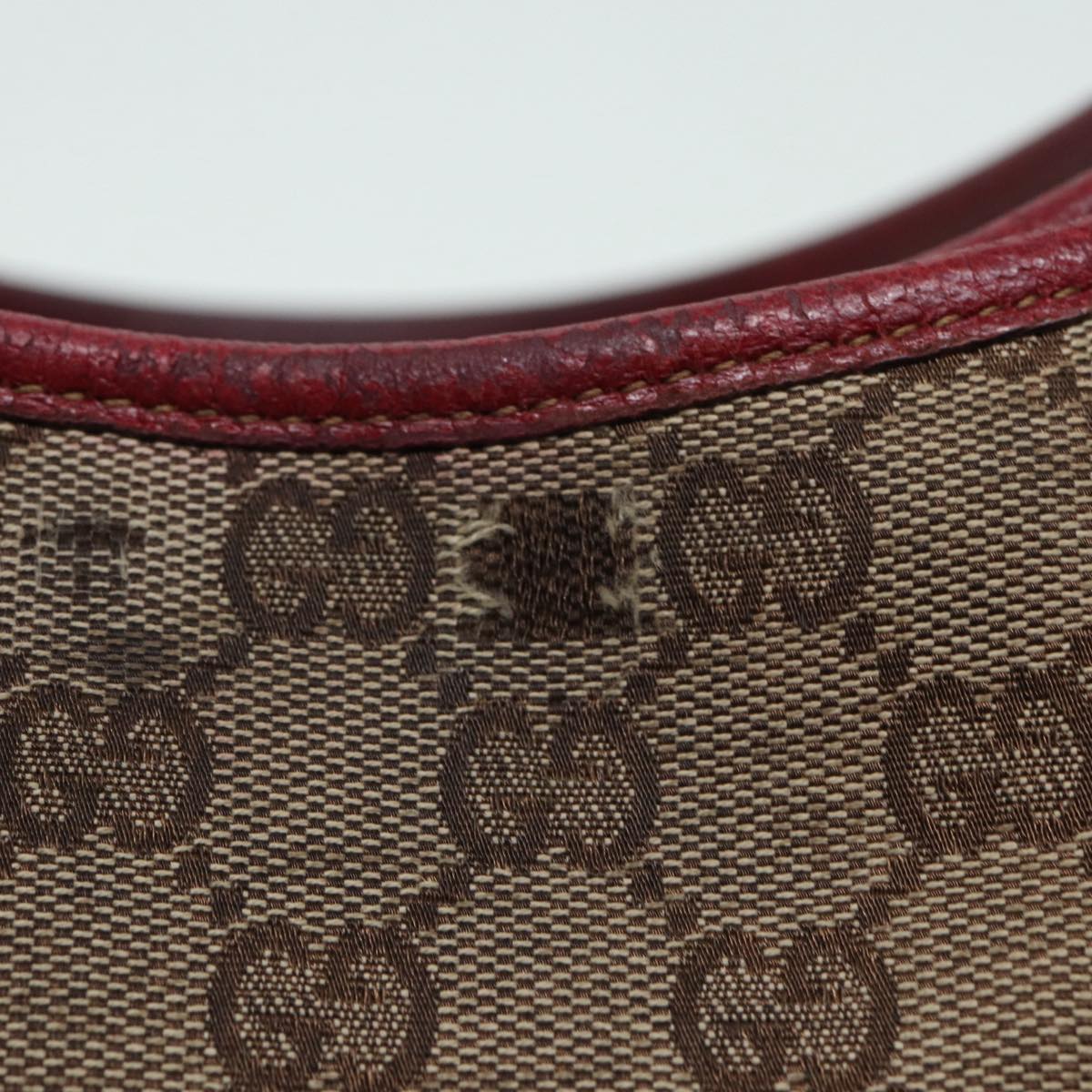 GUCCI GG Canvas Tote Bag Beige Red 113015 ti1957