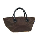 BURBERRY Nova Check Hand Bag Nylon Brown Black Silver ti1962