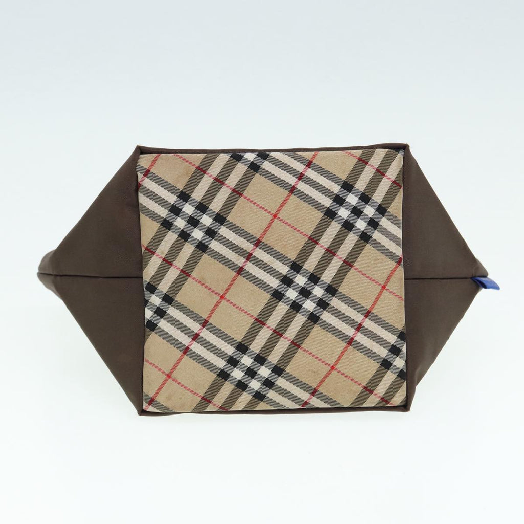 BURBERRY Nova Check Hand Bag Nylon Brown Black Silver ti1962