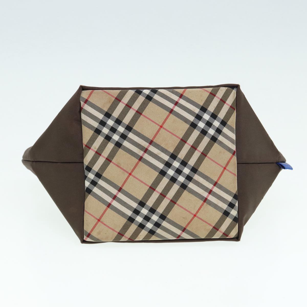 BURBERRY Nova Check Hand Bag Nylon Brown Black Silver ti1962