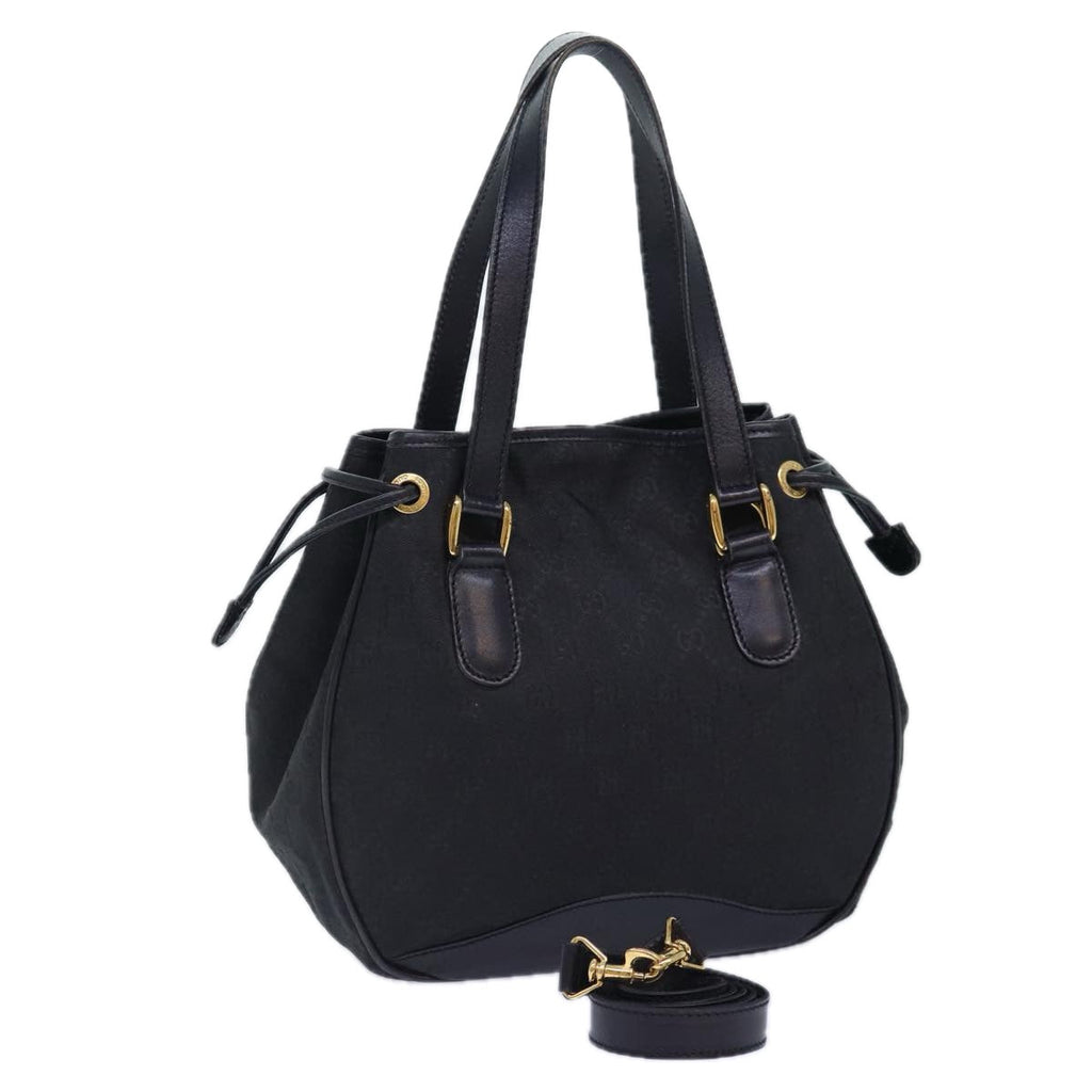 GUCCI GG Canvas Hand Bag 2way Black Gold 000 3444 0282 ti1965