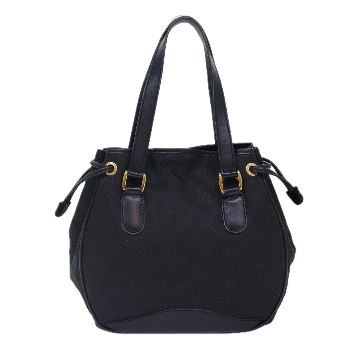 GUCCI GG Canvas Hand Bag 2way Black Gold 000 3444 0282 ti1965