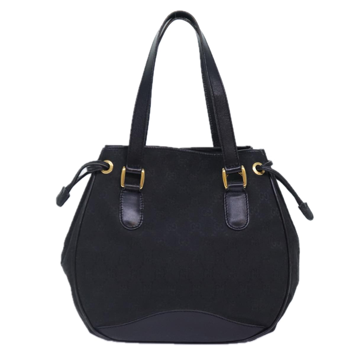 GUCCI GG Canvas Hand Bag 2way Black Gold 000 3444 0282 ti1965