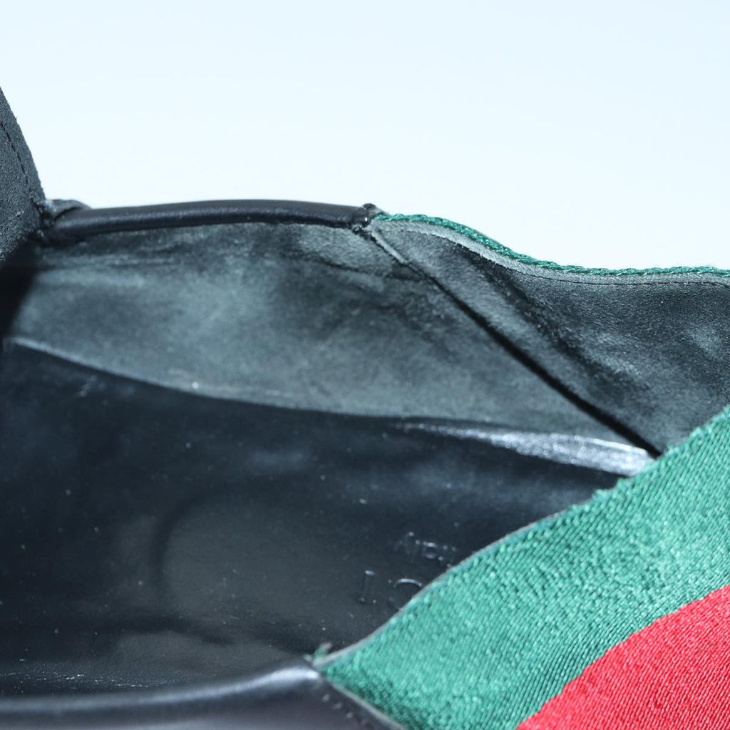 GUCCI Web Sherry Line slipper shoes Leather 41.5EJ Black ti1971