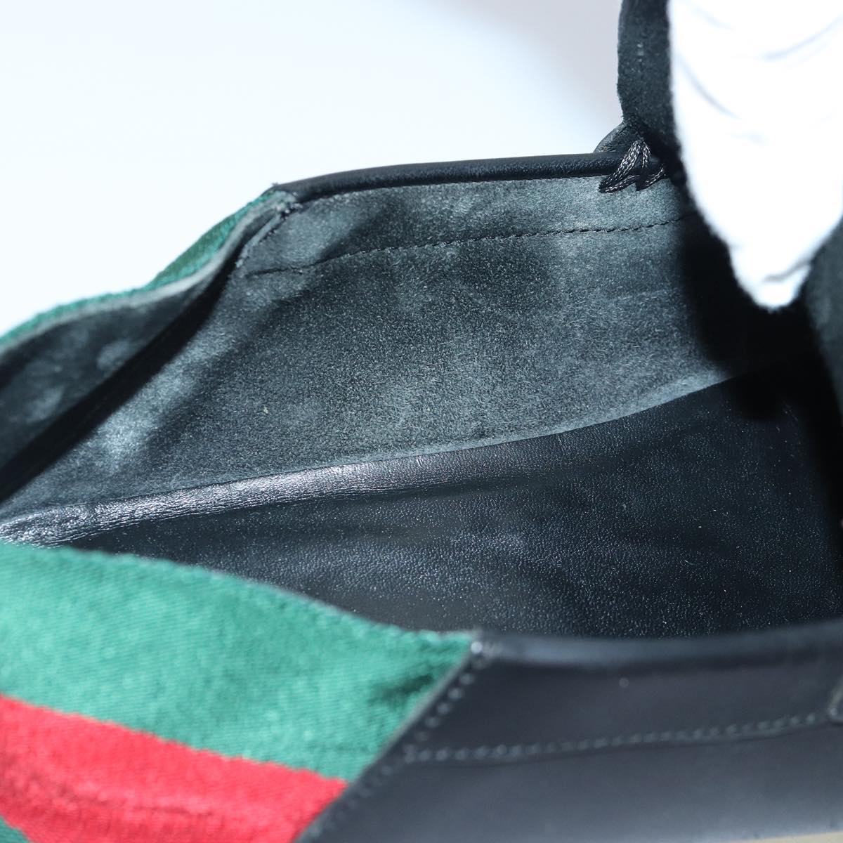 GUCCI Web Sherry Line slipper shoes Leather 41.5EJ Black ti1971