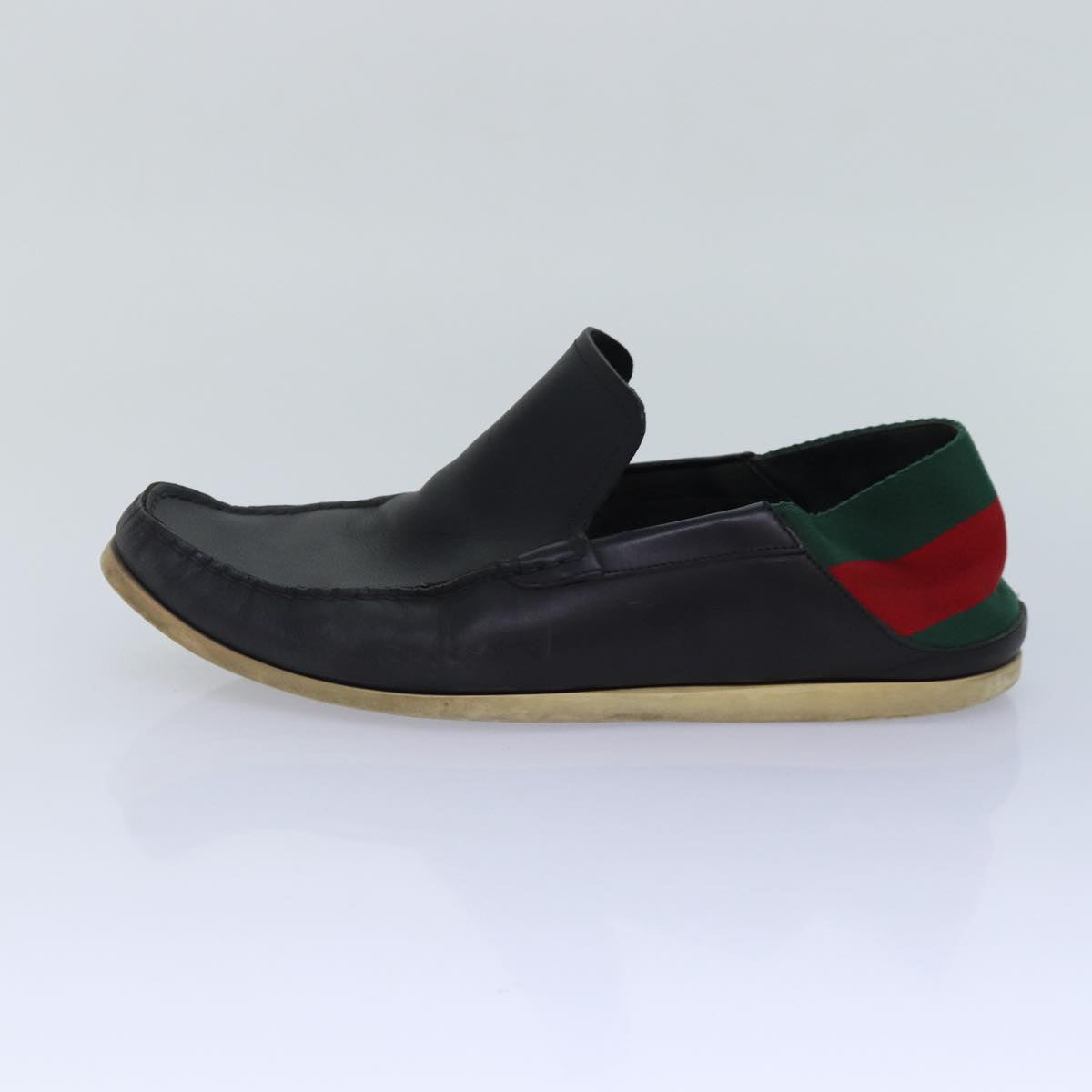 GUCCI Web Sherry Line slipper shoes Leather 41.5EJ Black ti1971