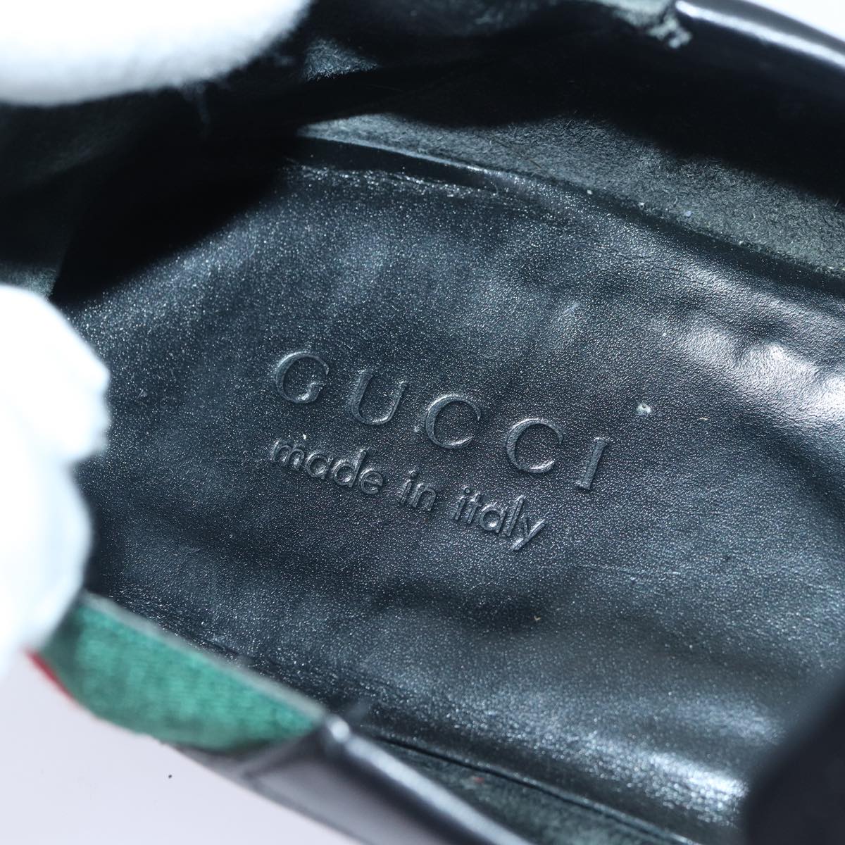 GUCCI Web Sherry Line slipper shoes Leather 41.5EJ Black ti1971