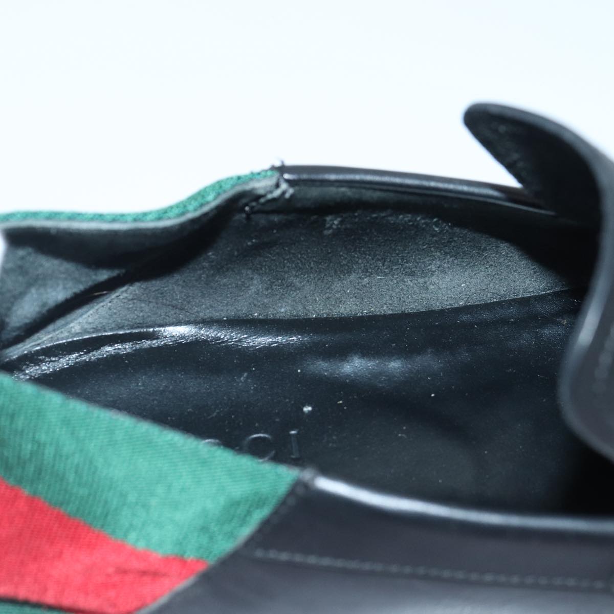 GUCCI Web Sherry Line slipper shoes Leather 41.5EJ Black ti1971
