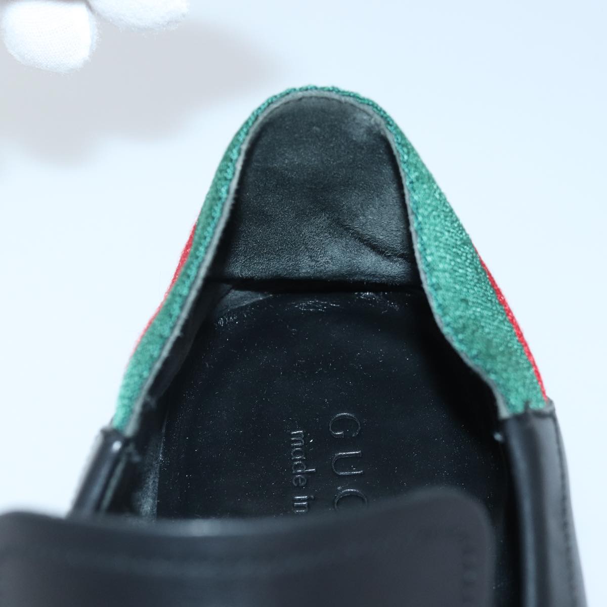 GUCCI Web Sherry Line slipper shoes Leather 41.5EJ Black ti1971