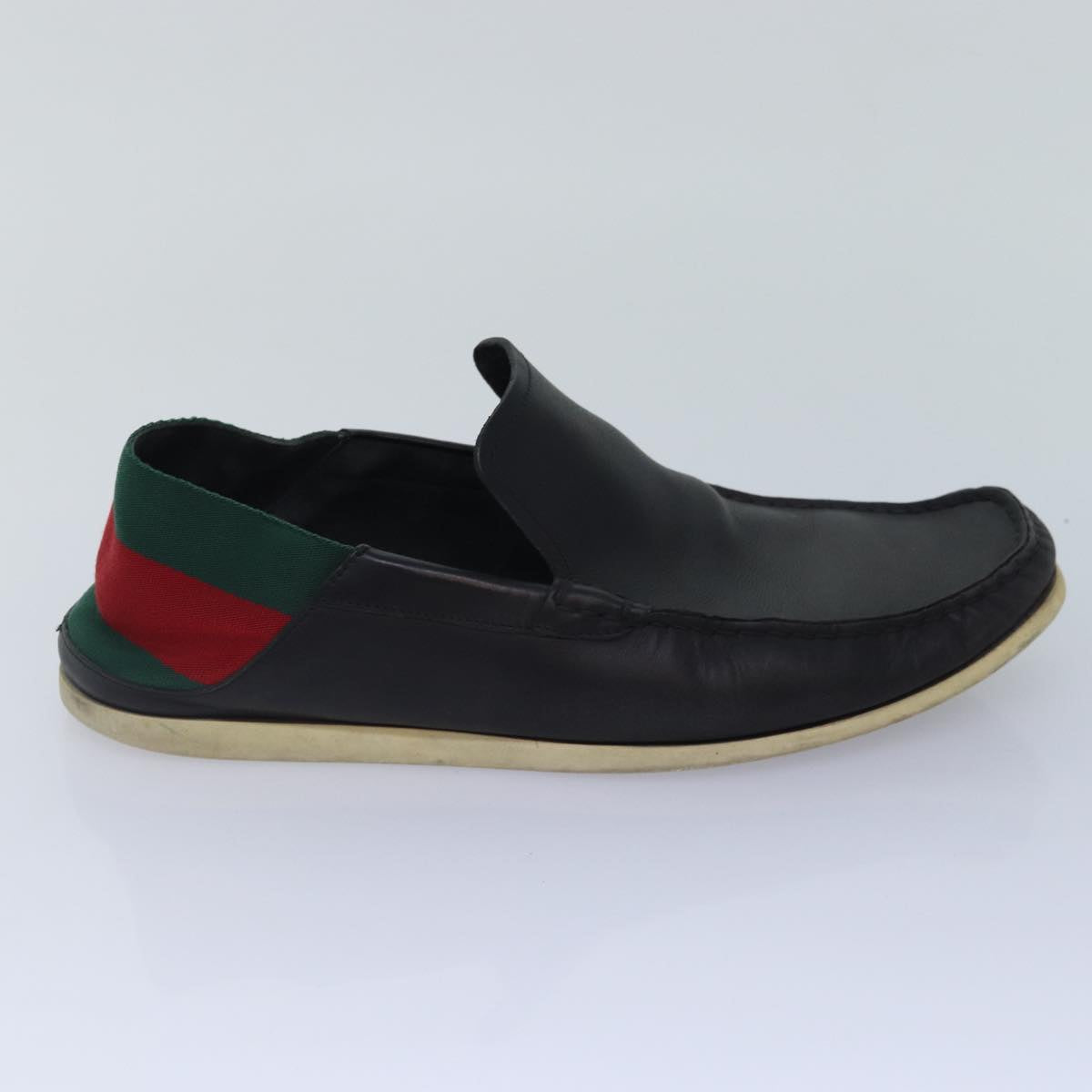 GUCCI Web Sherry Line slipper shoes Leather 41.5EJ Black ti1971