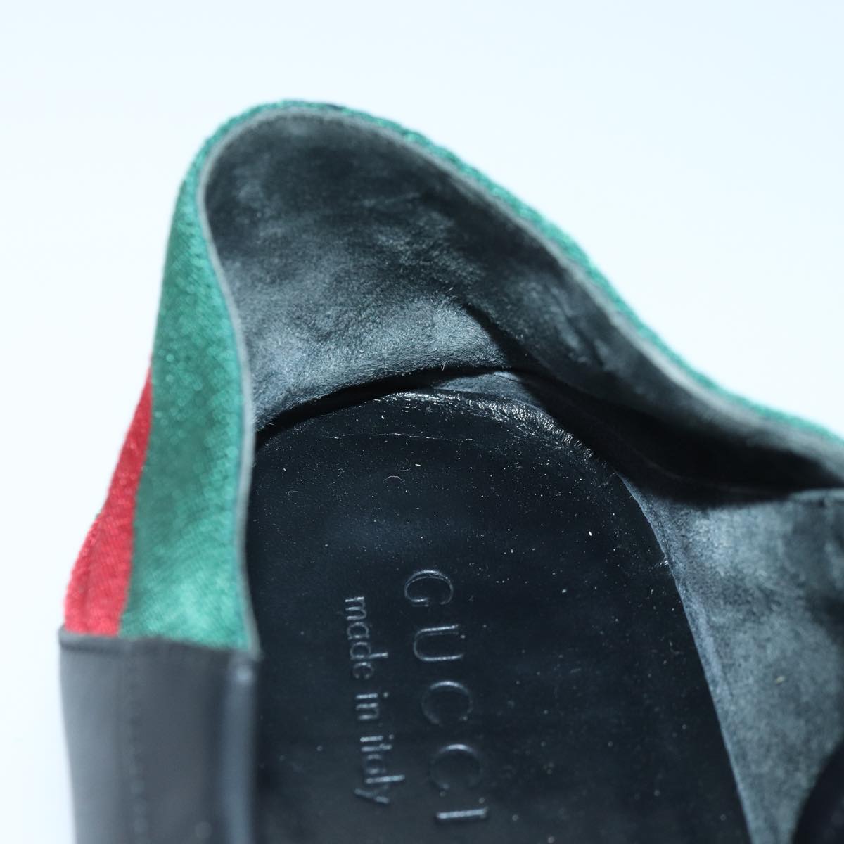 GUCCI Web Sherry Line slipper shoes Leather 41.5EJ Black ti1971