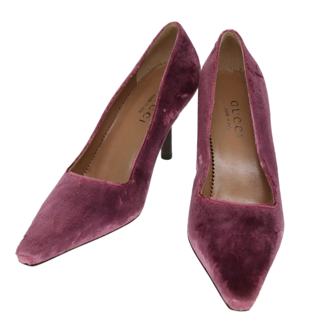 GUCCI pumps High heels Velor 37C Pink Beige ti1972