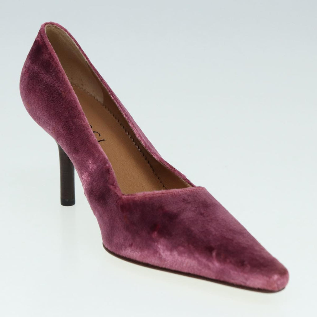 GUCCI pumps High heels Velor 37C Pink Beige ti1972