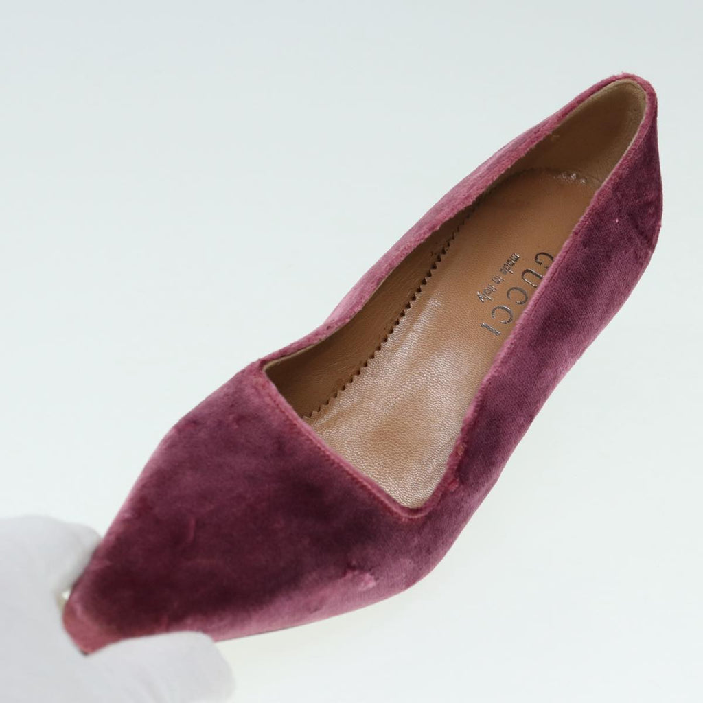 GUCCI pumps High heels Velor 37C Pink Beige ti1972