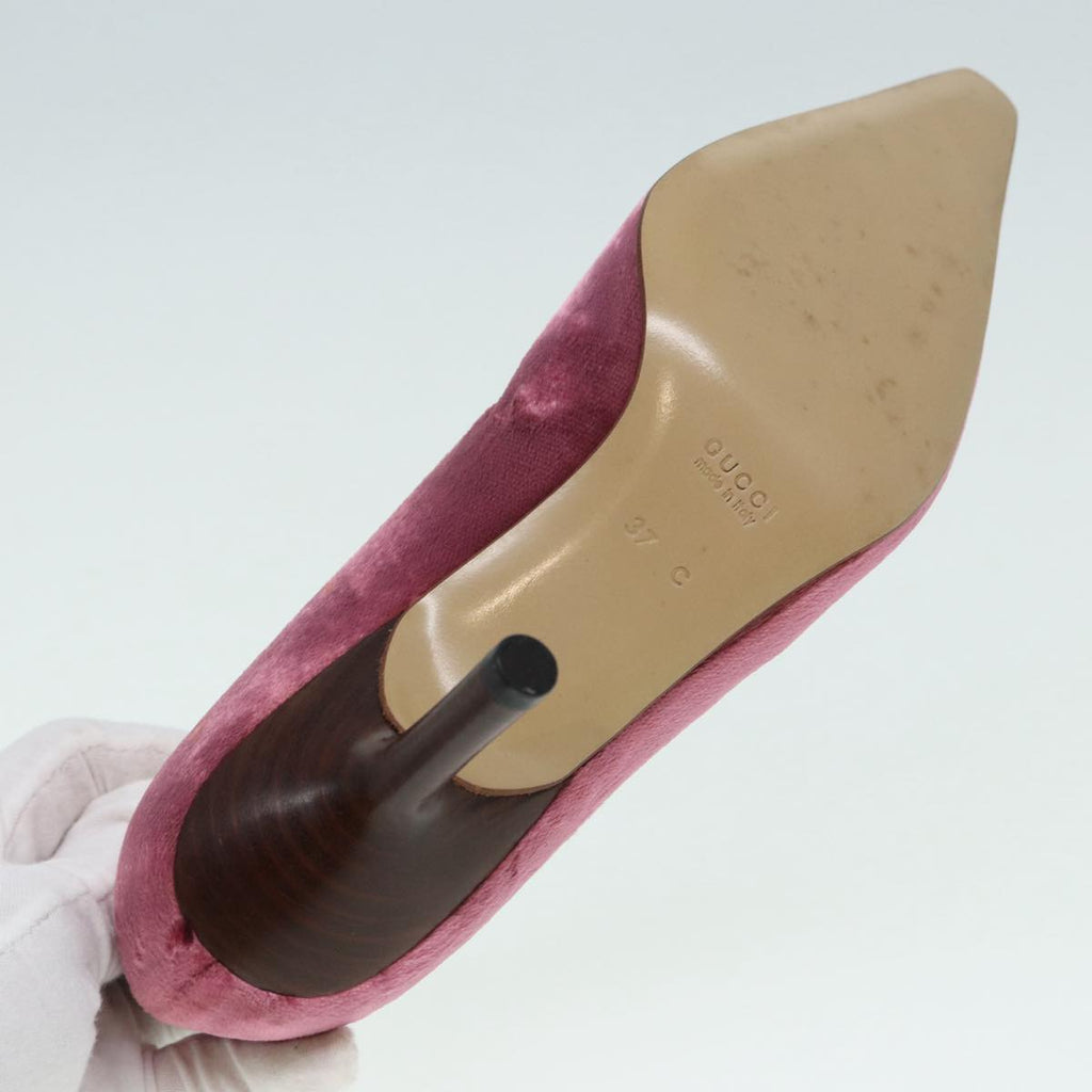GUCCI pumps High heels Velor 37C Pink Beige ti1972