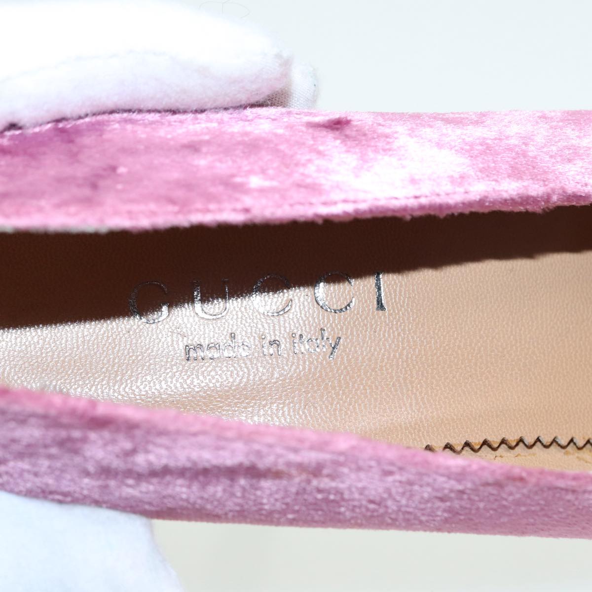 GUCCI pumps High heels Velor 37C Pink Beige ti1972