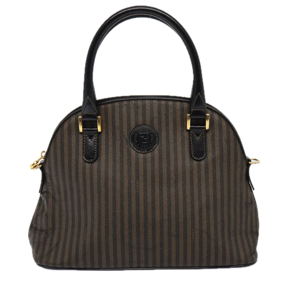 FENDI Pecan Canvas Hand Bag Coated Canvas 2Set Brown Black ti1976