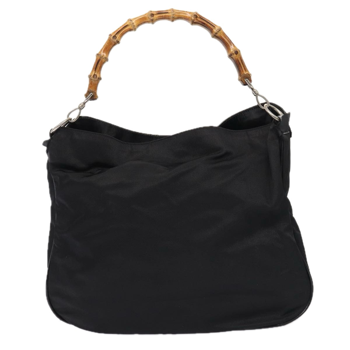 GUCCI Bamboo Hand Bag Nylon 2Set Black ti1978