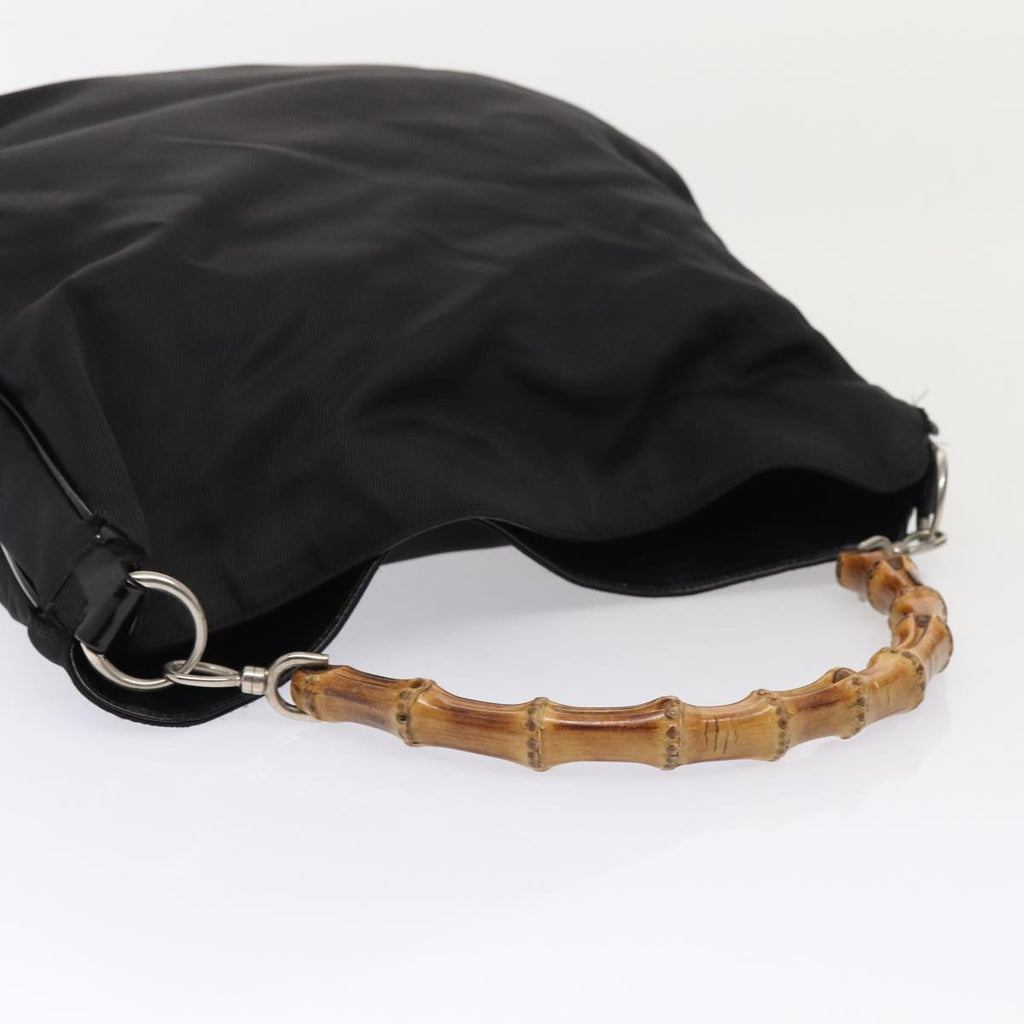 GUCCI Bamboo Hand Bag Nylon 2Set Black ti1978