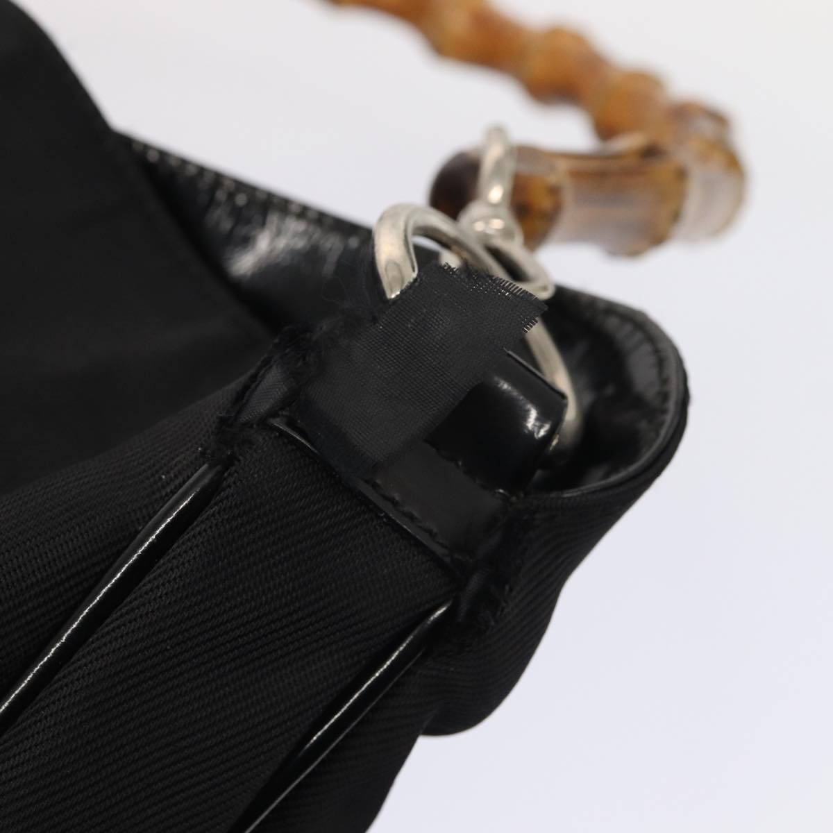 GUCCI Bamboo Hand Bag Nylon 2Set Black ti1978