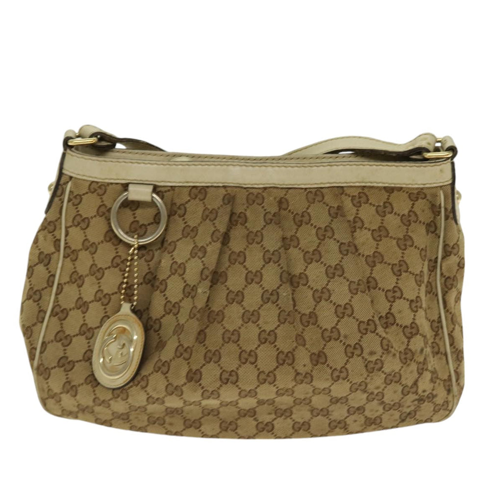GUCCI GG Canvas Shoulder Bag Beige Gold 296834 ti1988