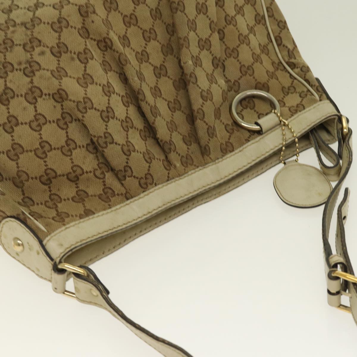 GUCCI GG Canvas Shoulder Bag Beige Gold 296834 ti1988
