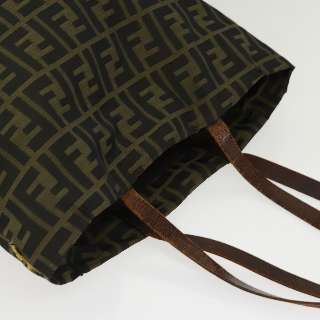 FENDI Zucca Canvas Tote Bag Brown Black Silver ti2007