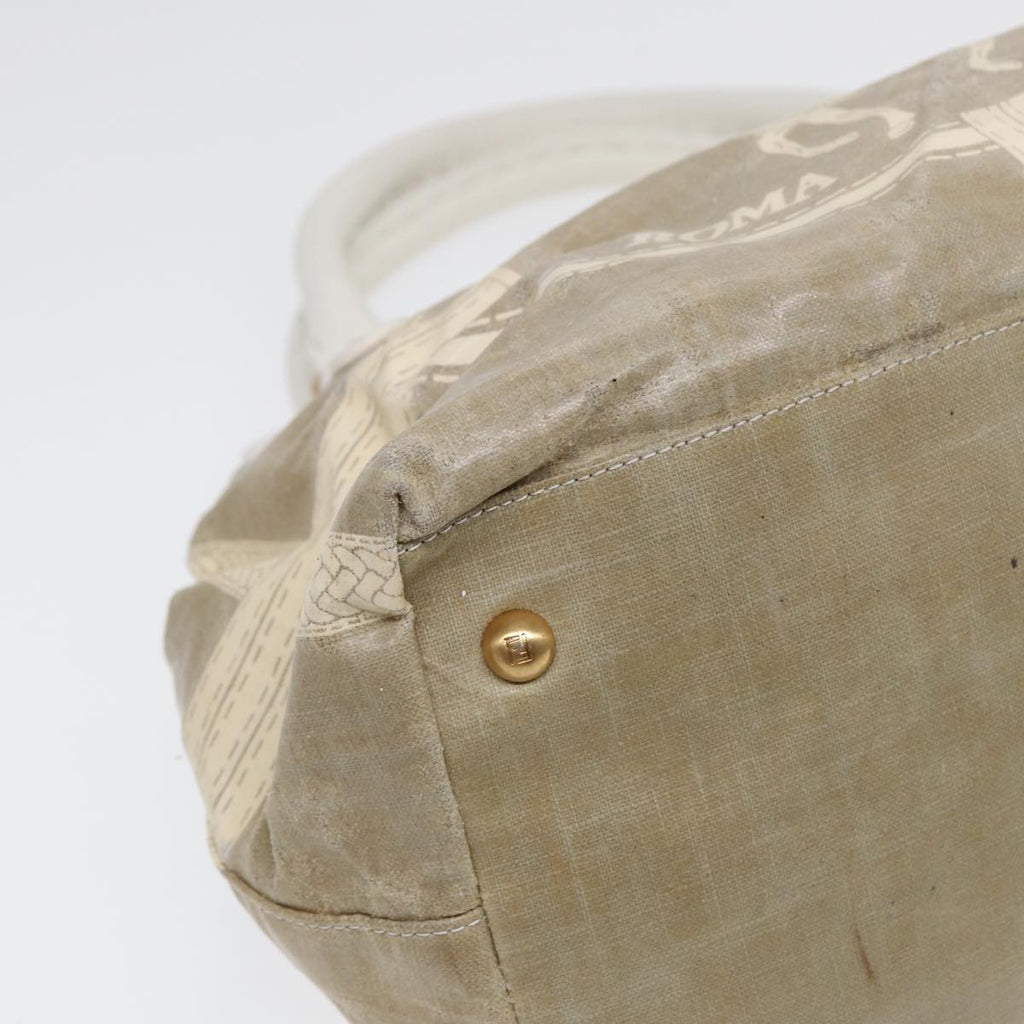 FENDI Hand Bag Nylon Leather Beige Gold ti2008