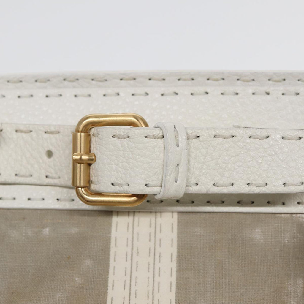 FENDI Hand Bag Nylon Leather Beige Gold ti2008