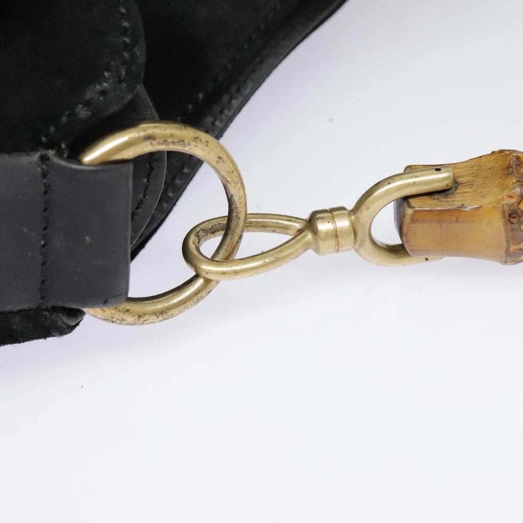 GUCCI Bamboo Shoulder Bag Leather 2way Black Gold 1 1577 2615 ti2025