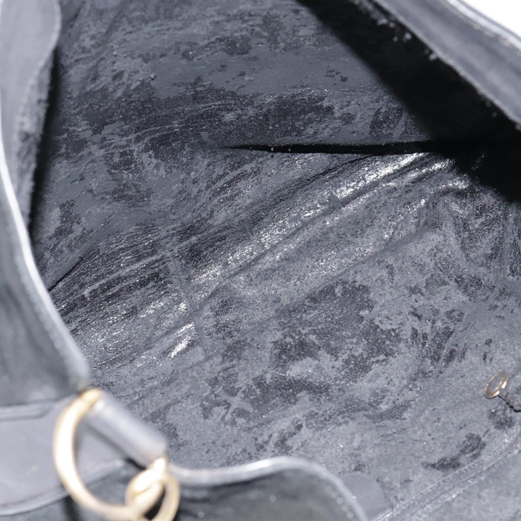 GUCCI Bamboo Shoulder Bag Leather 2way Black Gold 1 1577 2615 ti2025