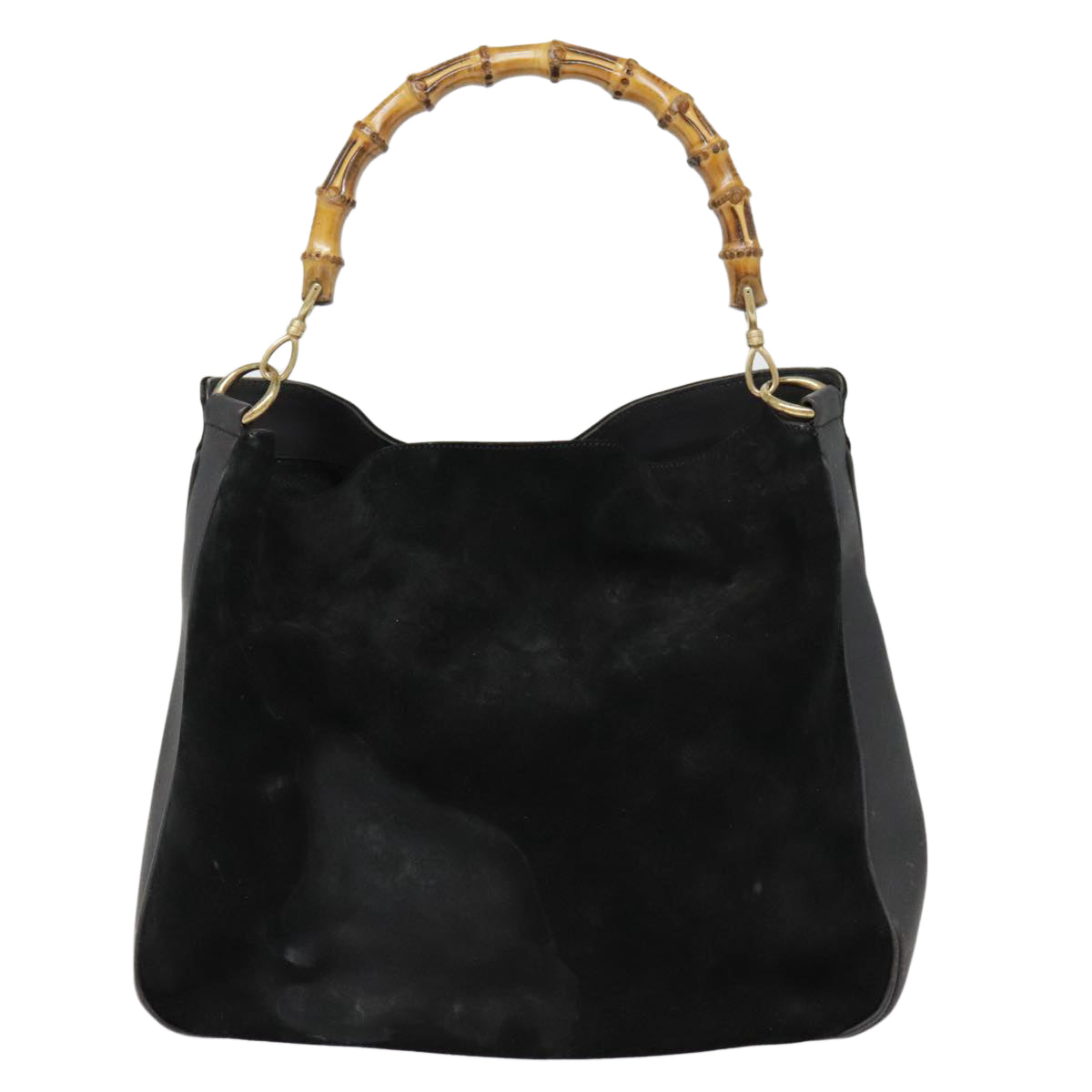 GUCCI Bamboo Shoulder Bag Leather 2way Black Gold 1 1577 2615 ti2025